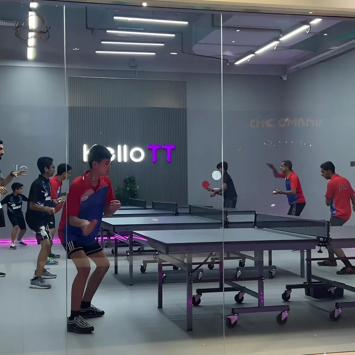 Group training on the tables of the club